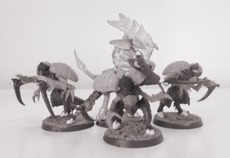 Lot De 7 Figurines Warhammer 40K Tyranids - Hive Guard / Tyrant Guard - Métal Peint
